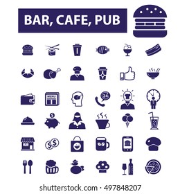 bar, cafe, pub icons
