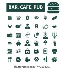 bar, cafe, pub icons
