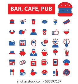 bar, cafe, pub icons
