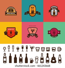 Bar Cafe Vintage Labels vector design.
Restaurant Menu Badges and Logos templates with Icon pack
