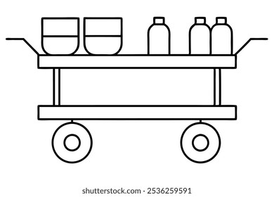 Ilustração de arte de linha de carrinho de bar perfeito para decoração de casa moderna (3)