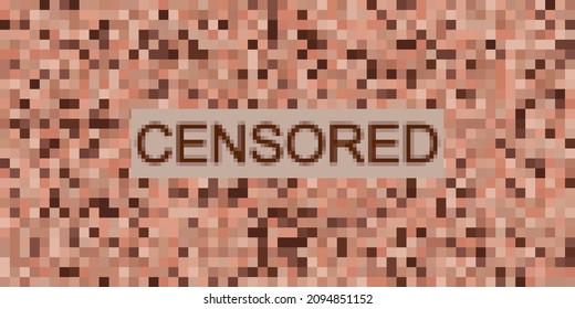 Balken mit Zensurtext. Dekorierte Tapete mit unscharfem Effekt. Pixelkunsttextur. Faltenbanner. Mosaikanischer Designhintergrund. Abstrakte Vektorgrafik