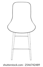 Bar Chair, Bar stool editable vector illustration on white background. chair Line art, clip art, Fancy Chair, Hand-drawn design elements