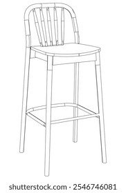 Bar chair and stool editable vector illustration  Fancy line art design, hand-drawn elements for modern bar furniture, stylish seating, and interior decor. Perfect for kitchen, lounge, or pub settings