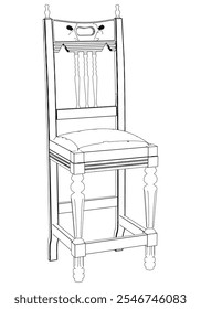 Bar chair and stool editable vector illustration  Fancy line art design, hand-drawn elements for modern bar furniture, stylish seating, and interior decor. Perfect for kitchen, lounge, or pub settings