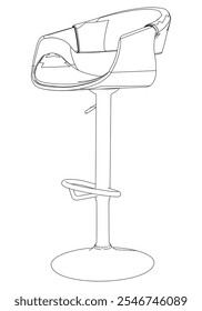 Bar chair and stool editable vector illustration  Fancy line art design, hand-drawn elements for modern bar furniture, stylish seating, and interior decor. Perfect for kitchen, lounge, or pub settings