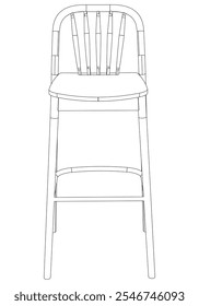 Bar chair and stool editable vector illustration  Fancy line art design, hand-drawn elements for modern bar furniture, stylish seating, and interior decor. Perfect for kitchen, lounge, or pub settings