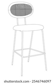 Bar chair and stool editable vector illustration  Fancy line art design, hand-drawn elements for modern bar furniture, stylish seating, and interior decor. Perfect for kitchen, lounge, or pub settings