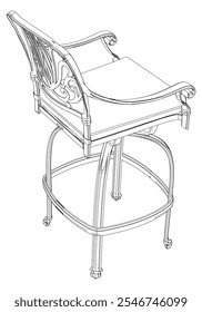 Bar chair and stool editable vector illustration  Fancy line art design, hand-drawn elements for modern bar furniture, stylish seating, and interior decor. Perfect for kitchen, lounge, or pub settings