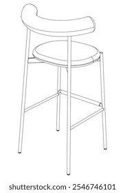 Bar chair and stool editable vector illustration  Fancy line art design, hand-drawn elements for modern bar furniture, stylish seating, and interior decor. Perfect for kitchen, lounge, or pub settings