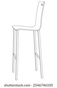 Bar chair and stool editable vector illustration  Fancy line art design, hand-drawn elements for modern bar furniture, stylish seating, and interior decor. Perfect for kitchen, lounge, or pub settings