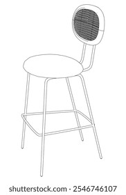 Bar chair and stool editable vector illustration  Fancy line art design, hand-drawn elements for modern bar furniture, stylish seating, and interior decor. Perfect for kitchen, lounge, or pub settings