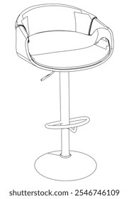 Bar chair and stool editable vector illustration  Fancy line art design, hand-drawn elements for modern bar furniture, stylish seating, and interior decor. Perfect for kitchen, lounge, or pub settings