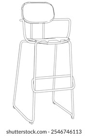 Bar chair and stool editable vector illustration  Fancy line art design, hand-drawn elements for modern bar furniture, stylish seating, and interior decor. Perfect for kitchen, lounge, or pub settings