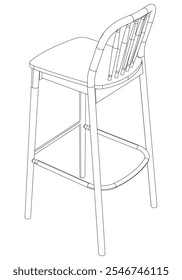 Bar chair and stool editable vector illustration  Fancy line art design, hand-drawn elements for modern bar furniture, stylish seating, and interior decor. Perfect for kitchen, lounge, or pub settings