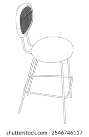 Bar chair and stool editable vector illustration  Fancy line art design, hand-drawn elements for modern bar furniture, stylish seating, and interior decor. Perfect for kitchen, lounge, or pub settings