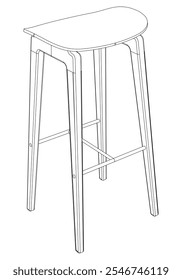 Bar chair and stool editable vector illustration  Fancy line art design, hand-drawn elements for modern bar furniture, stylish seating, and interior decor. Perfect for kitchen, lounge, or pub settings