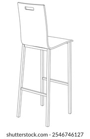 Bar chair and stool editable vector illustration  Fancy line art design, hand-drawn elements for modern bar furniture, stylish seating, and interior decor. Perfect for kitchen, lounge, or pub settings