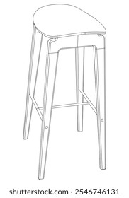 Bar chair and stool editable vector illustration  Fancy line art design, hand-drawn elements for modern bar furniture, stylish seating, and interior decor. Perfect for kitchen, lounge, or pub settings