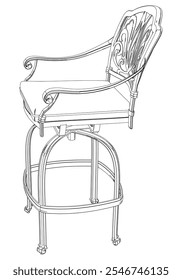 Bar chair and stool editable vector illustration  Fancy line art design, hand-drawn elements for modern bar furniture, stylish seating, and interior decor. Perfect for kitchen, lounge, or pub settings