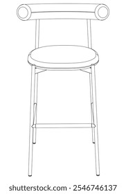 Bar chair and stool editable vector illustration  Fancy line art design, hand-drawn elements for modern bar furniture, stylish seating, and interior decor. Perfect for kitchen, lounge, or pub settings