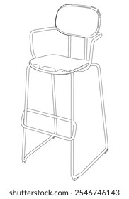 Bar chair and stool editable vector illustration  Fancy line art design, hand-drawn elements for modern bar furniture, stylish seating, and interior decor. Perfect for kitchen, lounge, or pub settings