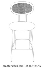 Bar chair and stool editable vector illustration  Fancy line art design, hand-drawn elements for modern bar furniture, stylish seating, and interior decor. Perfect for kitchen, lounge, or pub settings