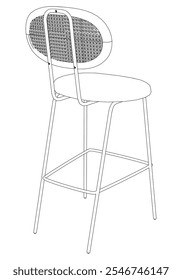 Bar chair and stool editable vector illustration  Fancy line art design, hand-drawn elements for modern bar furniture, stylish seating, and interior decor. Perfect for kitchen, lounge, or pub settings