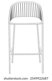 Bar chair and stool editable vector illustration  Fancy line art design, hand-drawn elements for modern bar furniture, stylish seating, and interior decor. Perfect for kitchen, lounge, or pub settings