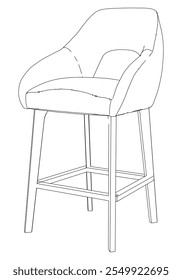 Bar chair and stool editable vector illustration  Fancy line art design, hand-drawn elements for modern bar furniture, stylish seating, and interior decor. Perfect for kitchen, lounge, or pub settings