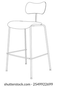 Bar chair and stool editable vector illustration  Fancy line art design, hand-drawn elements for modern bar furniture, stylish seating, and interior decor. Perfect for kitchen, lounge, or pub settings