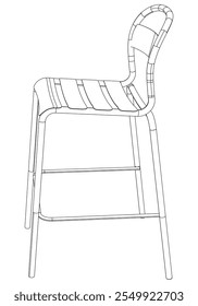 Bar chair and stool editable vector illustration  Fancy line art design, hand-drawn elements for modern bar furniture, stylish seating, and interior decor. Perfect for kitchen, lounge, or pub settings