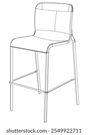 Bar chair and stool editable vector illustration  Fancy line art design, hand-drawn elements for modern bar furniture, stylish seating, and interior decor. Perfect for kitchen, lounge, or pub settings