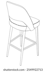 Bar chair and stool editable vector illustration  Fancy line art design, hand-drawn elements for modern bar furniture, stylish seating, and interior decor. Perfect for kitchen, lounge, or pub settings