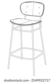 Bar chair and stool editable vector illustration  Fancy line art design, hand-drawn elements for modern bar furniture, stylish seating, and interior decor. Perfect for kitchen, lounge, or pub settings