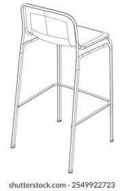 Bar chair and stool editable vector illustration  Fancy line art design, hand-drawn elements for modern bar furniture, stylish seating, and interior decor. Perfect for kitchen, lounge, or pub settings