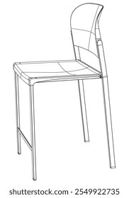 Bar chair and stool editable vector illustration  Fancy line art design, hand-drawn elements for modern bar furniture, stylish seating, and interior decor. Perfect for kitchen, lounge, or pub settings