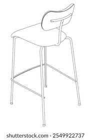 Bar chair and stool editable vector illustration  Fancy line art design, hand-drawn elements for modern bar furniture, stylish seating, and interior decor. Perfect for kitchen, lounge, or pub settings