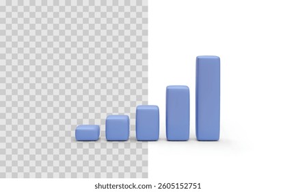 Bar chart in 3d realistic style isolated on transparent background. Vector illustration