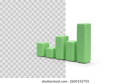 Bar chart in 3d realistic style isolated on transparent background. Vector illustration