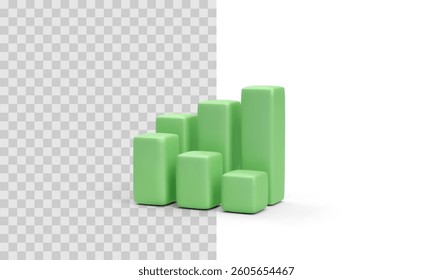Bar chart in 3d realistic style isolated on transparent background. Vector illustration