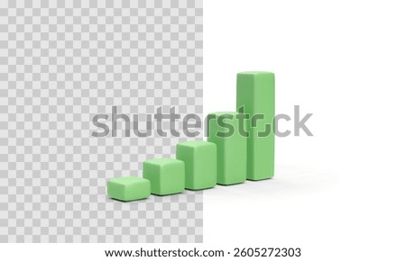 Bar chart in 3d realistic style isolated on transparent background. Vector illustration