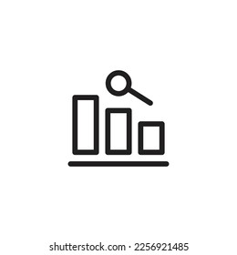 bar chart with analysts shows an increase thin line icon vector illustration on white background.