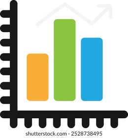 Ilustração Plana do Vetor de Ícone de Análise do Gráfico de Barras