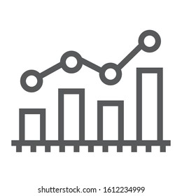 Bar chart analytics line icon, business and finance, graph sign, vector graphics, a linear pattern on a white background, eps 10