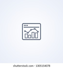 Bar chart analytics, vector best gray line icon on white background, EPS 10