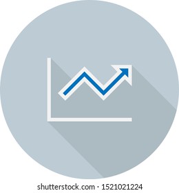 Bar Chart Analytics vector icon. Style is flat circled symbol, grey color, rounded angles, light gray background.