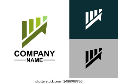 bar chart with up arrow concept, logo template graphics, trend business