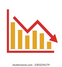 diagrama de flecha de gráfico de barras que va hacia abajo
