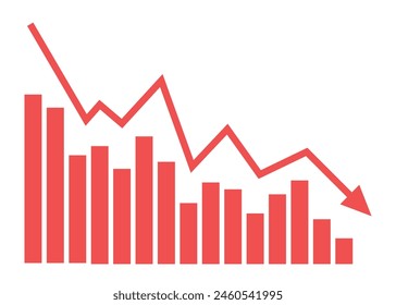 bar chart with arrow graph going down business decline investment and trading loss economic recession